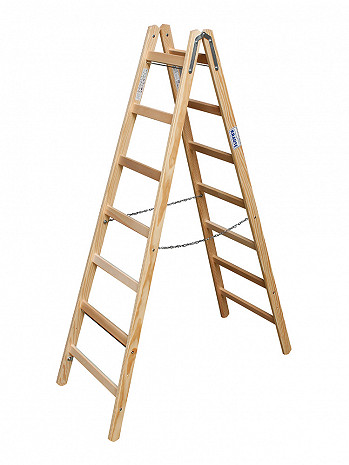 KRAUSE STABILO Doppel-Holzleiter / 2x7 Sprossen