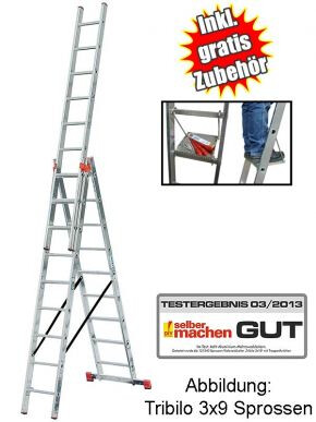 KRAUSE Tribilo Vielzweckleiter 3x12 inkl. Tritt/Ablage - 120625TA