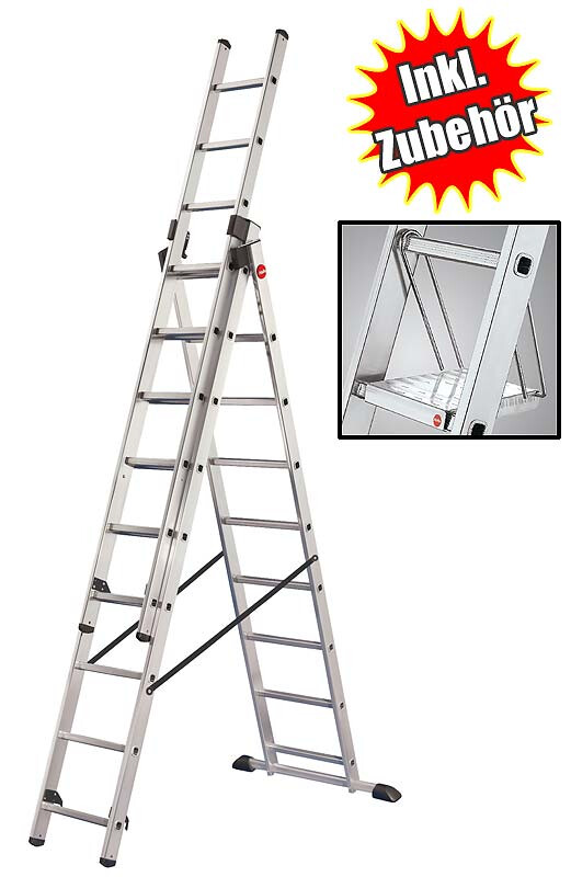 Sparset: Hailo ProfiStep combi 7309 Kombileiter 3x9 & GRATIS Tritt