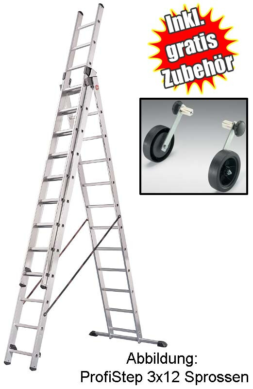 Sparset: Hailo ProfiStep combi 7309 Kombileiter 3x9 & GRATIS Rollen