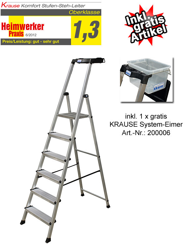 KRAUSE Komfort Stehleiter Secury + MultiGrip 6 Stufen