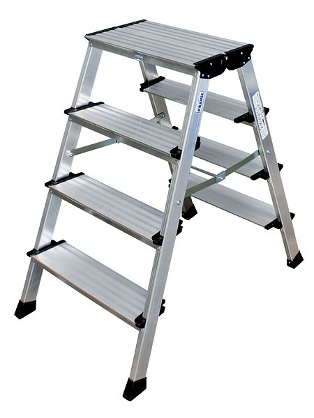 Krause Doppel-Klapptritt Alu 126047 2x4 Stufen Standhöhe:0,85m 5,5kg Treppo