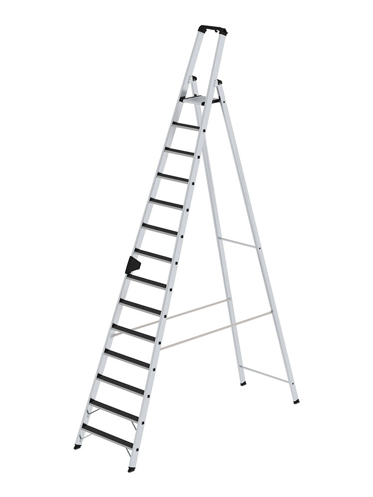 MUNK Günzburger Stufen-Stehleiter einseitig begehbar mit clip-step R13 / 14 Stufen / gemäß TRBS 2121-2