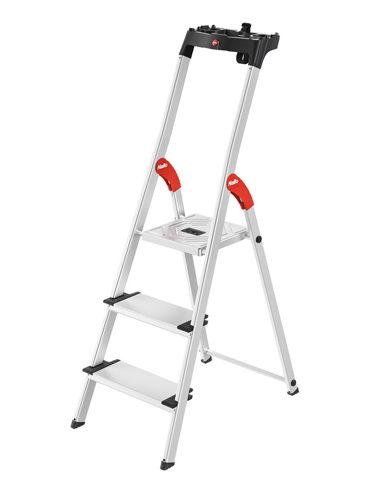 Hailo Stehleiter L80 ComfortLine, Alu-Sicherheits-Stehleiter 3 Stufen