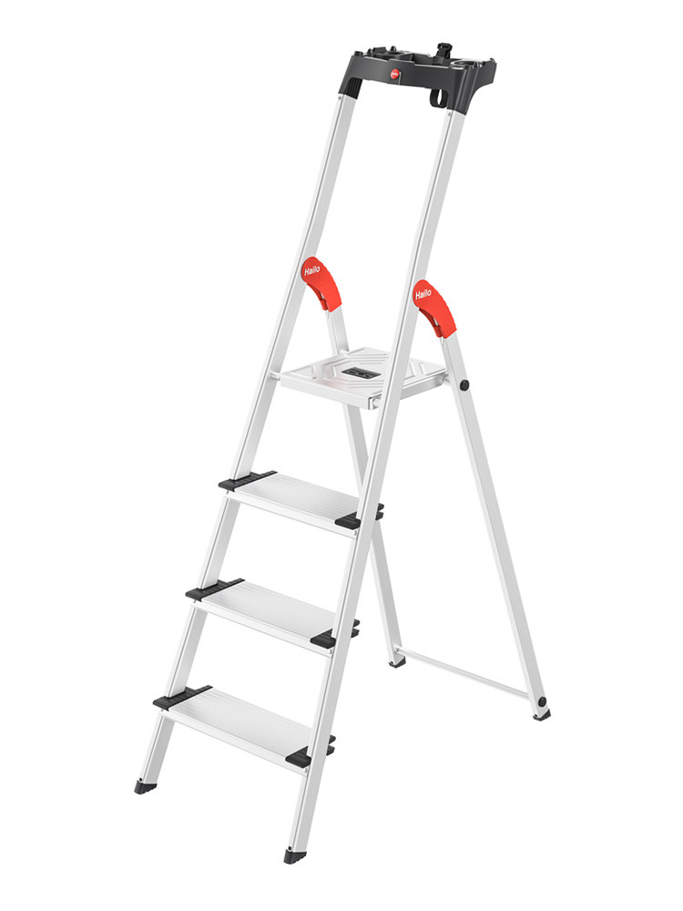 Hailo Stehleiter L80 ComfortLine, Alu-Sicherheits-Stehleiter 4 Stufen