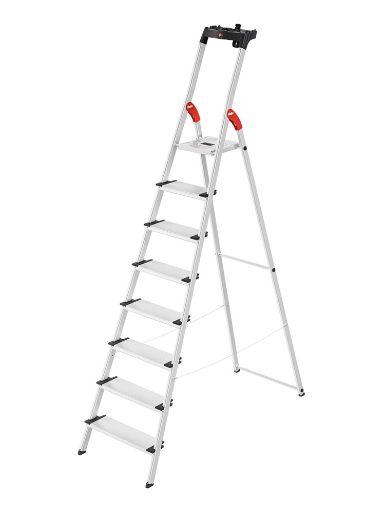 Hailo Stehleiter L80 ComfortLine, Alu-Sicherheits-Stehleiter 8 Stufen
