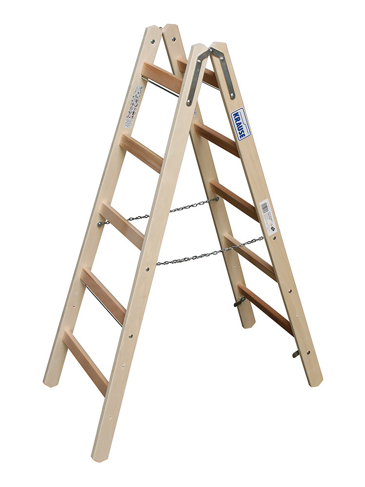 Krause Holz-Sprossen-Doppelleiter 2x5 Arbeitshöhe:ca.2,75m 7,2kg 170071