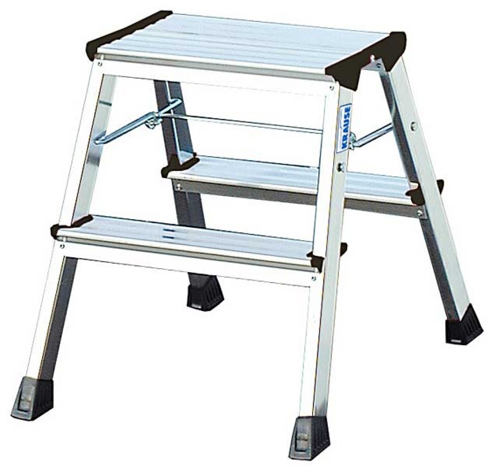 mit Roll-Stop-Automatik Krause 130037 Klapptritt 2 x 2 Stufen Aluminium