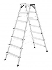 Hailo D60 StandardLine - Alu-Sicherheits-Doppelstufenleiter 2x7 Stufen