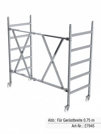 MUNK Günzburger Klapprahmeneinheit mit 4 Lenkrollen Ø 125 mm & Feststellbremse | Passend für Gerüstbreite 1,35 m