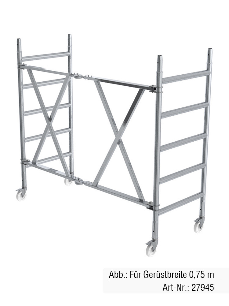MUNK Günzburger Klapprahmeneinheit mit 4 Lenkrollen Ø 125 mm & Feststellbremse | Passend für Gerüstbreite 1,35 m