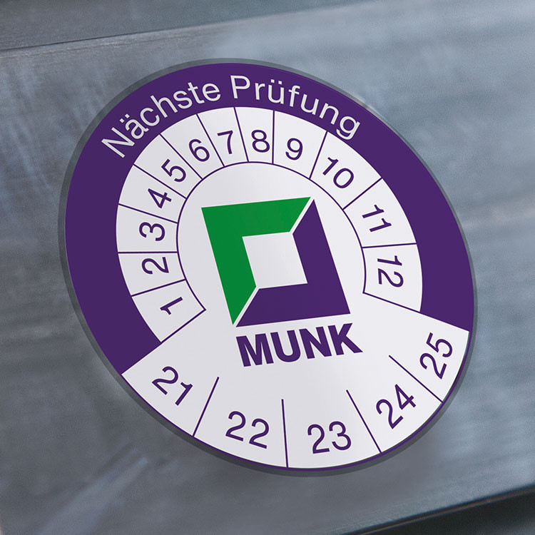 MUNK Günzburger Prüfplakette 40x40 mm - 50 Stück