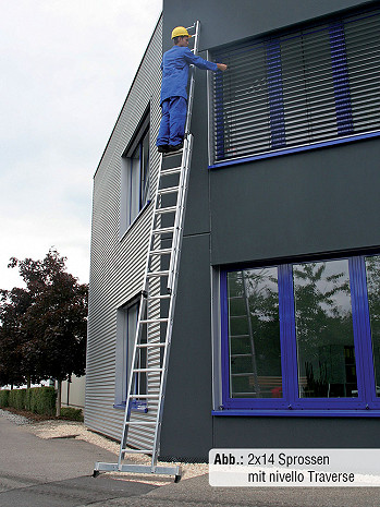 MUNK Günzburger Schiebeleiter mit nivello-Traverse / 2x12 Sprossen