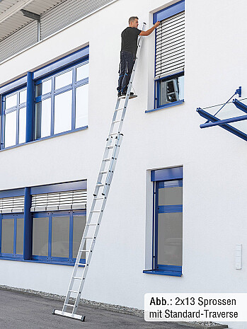 MUNK Günzburger Schiebeleiter mit Traverse / 2x15 Sprossen