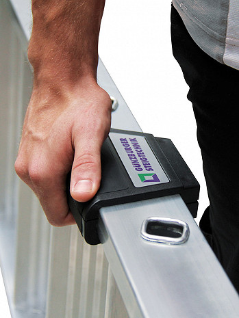 MUNK Günzburger Stufen-Anlegeleiter mit Traverse / 14 Stufen / gemäß TRBS 2121-2