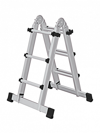 MUNK Günzburger Teleskopleiter 4-teilig mit Traverse / 4x3 Sprossen