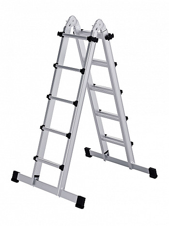 MUNK Günzburger Teleskopleiter 4-teilig mit Traverse / 4x5 Sprossen