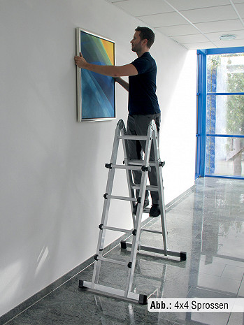 MUNK Günzburger Teleskopleiter 4-teilig mit Traverse / 4x6 Sprossen