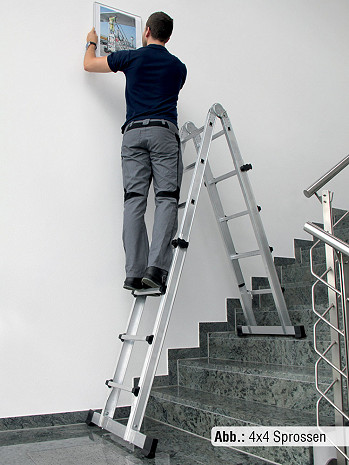 MUNK Günzburger Teleskopleiter 4-teilig mit Traverse / 4x6 Sprossen