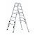 MUNK Günzburger Stufen-Treppenstehleiter mit 4 Holmverlängerungen / 2x7 Stufen / gemäß TRBS 2121-2