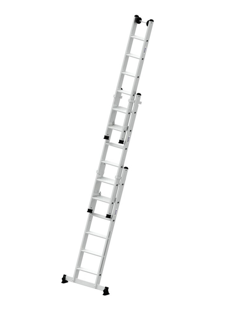 MUNK Günzburger 3-teilige Stufen-Mehrzweckleiter / 3x6 Stufen mit nivello-Traverse / gemäß TRBS 2121-2