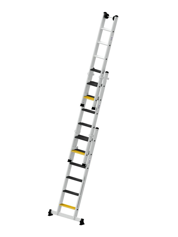 MUNK Günzburger 3-teilige Stufen-Mehrzweckleiter / 3x6 Stufen mit nivello-Traverse und clip-step R13 / gemäß TRBS 2121-2
