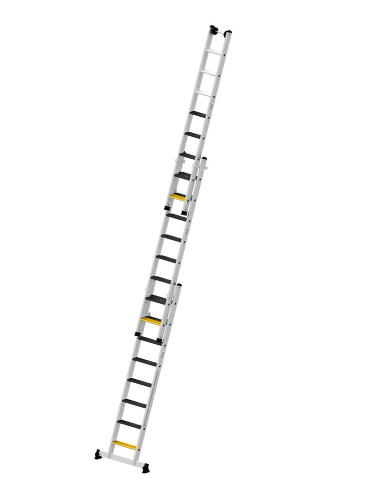 MUNK Günzburger 3-teilige Stufen-Mehrzweckleiter / 3x8 Stufen mit nivello-Traverse und clip-step R13 / gemäß TRBS 2121-2