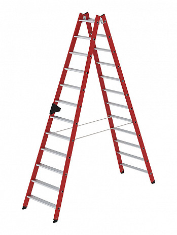 MUNK Günzburger Stufen-Stehleiter beidseitig begehbar GFK-Alu / 2x12 Stufen / gemäß TRBS 2121-2