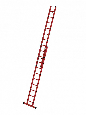 MUNK Günzburger Sprossen-Schiebeleiter 2-teilig GFK mit Standard-Traverse / 2x10 Sprossen