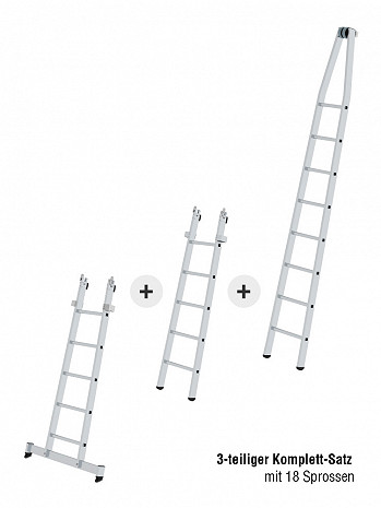 MUNK Günzburger Sprossen-Glasreinigerleiter 3-teiliger Satz / 18 Sprossen