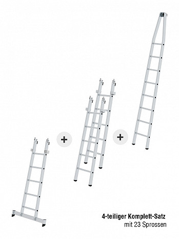 MUNK Günzburger Sprossen-Glasreinigerleiter 4-teiliger Satz / 23 Sprossen