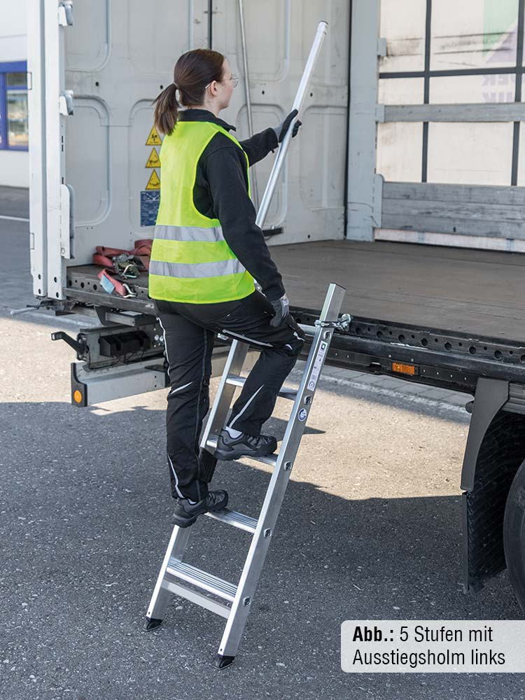 MUNK Günzburger Stufen-Anlegeleiter LKW / 5 Stufen inkl. Magnet-Montagesatz
