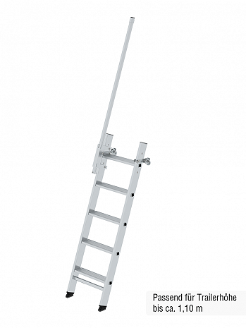 MUNK Günzburger Stufen-Anlegeleiter LKW / 5 Stufen mit Ausstiegsholm links inkl. Magnet-Montagesatz