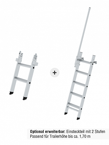 MUNK Günzburger Stufen-Anlegeleiter LKW / 5 Stufen mit Ausstiegsholm links inkl. Magnet-Montagesatz