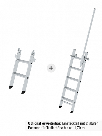MUNK Günzburger Stufen-Anlegeleiter LKW / 5 Stufen mit Ausstiegsholm rechts inkl. Magnet-Montagesatz