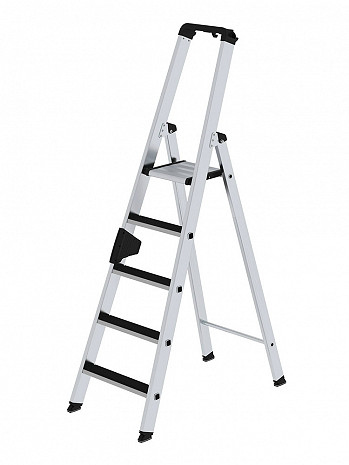 MUNK Günzburger Stufen-Stehleiter einseitig begehbar mit clip-step / 5 Stufen / gemäß TRBS 2121-2