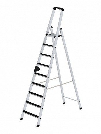 MUNK Günzburger Stufen-Stehleiter einseitig begehbar mit clip-step / 9 Stufen / gemäß TRBS 2121-2