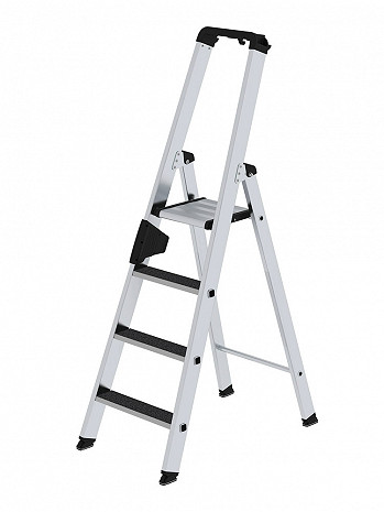 MUNK Günzburger Stufen-Stehleiter einseitig begehbar mit clip-step R13 / 4 Stufen / gemäß TRBS 2121-2