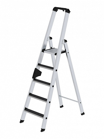 MUNK Günzburger Stufen-Stehleiter einseitig begehbar mit clip-step R13 / 5 Stufen / gemäß TRBS 2121-2