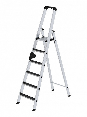 MUNK Günzburger Stufen-Stehleiter einseitig begehbar mit clip-step R13 / 6 Stufen / gemäß TRBS 2121-2