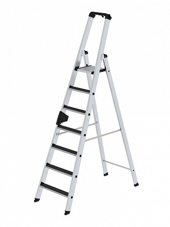 MUNK Günzburger Stufen-Stehleiter einseitig begehbar mit clip-step R13 / 7 Stufen / gemäß TRBS 2121-2