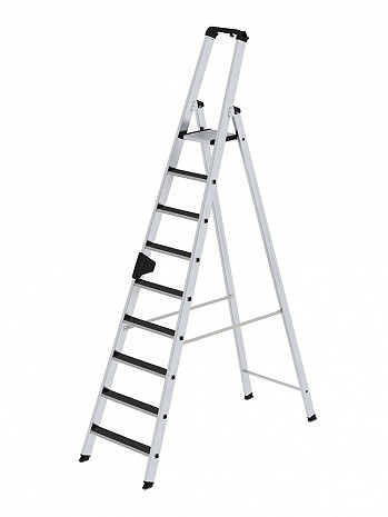 MUNK Günzburger Stufen-Stehleiter einseitig begehbar mit clip-step R13 / 9 Stufen / gemäß TRBS 2121-2