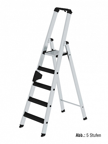 MUNK Günzburger Stufen-Stehleiter einseitig begehbar mit clip-step relax / 5 Stufen / gemäß TRBS 2121-2