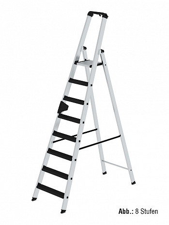 MUNK Günzburger Stufen-Stehleiter einseitig begehbar mit clip-step relax / 14 Stufen / gemäß TRBS 2121-2