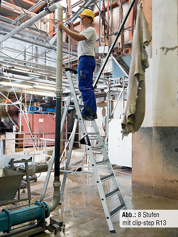 MUNK Günzburger Stufen-Stehleiter einseitig begehbar / 8 Stufen / gemäß TRBS 2121-2