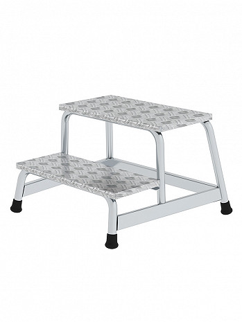 MUNK Günzburger Arbeitspodest starr / Stufenbelag: Aluminium-Warzenblech / 2 Stufen