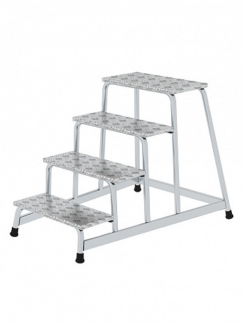 MUNK Günzburger Arbeitspodest starr / Stufenbelag: Aluminium-Warzenblech / 4 Stufen
