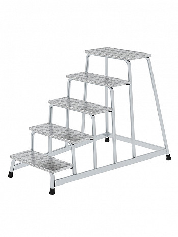 MUNK Günzburger Arbeitspodest starr / Stufenbelag: Aluminium-Warzenblech / 5 Stufen