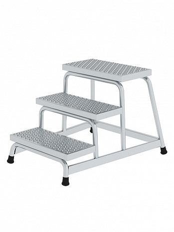 MUNK Günzburger Arbeitspodest starr / Stufenbelag: Aluminium-Lochblech R13 / 3 Stufen