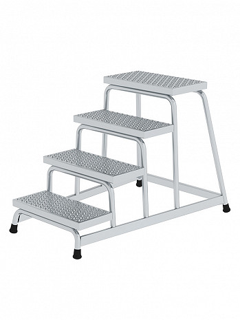 MUNK Günzburger Arbeitspodest starr / Stufenbelag: Aluminium-Lochblech R13 / 4 Stufen